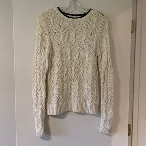 ANN TAYLOR LOFT SWEATER WITH LEATHER NECK AND ZIPPER